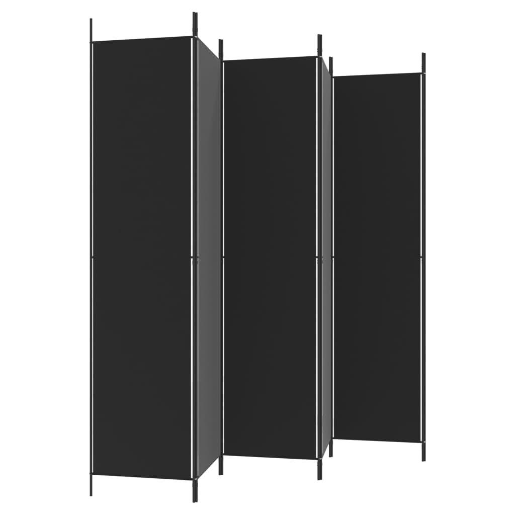 6-częściowy parawan parawan czarny z materiału 300 x 220 cm składany, uniwersalny ścianka działowa do salonu, biura, na balkon, mobilna ścianka działowa do mieszkania i komercji