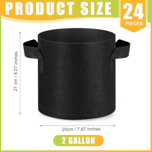 Image of Nuanchu 24 Packs 2 Gallon Grow Bags Bulk Aeration Fabric Pot with Handles