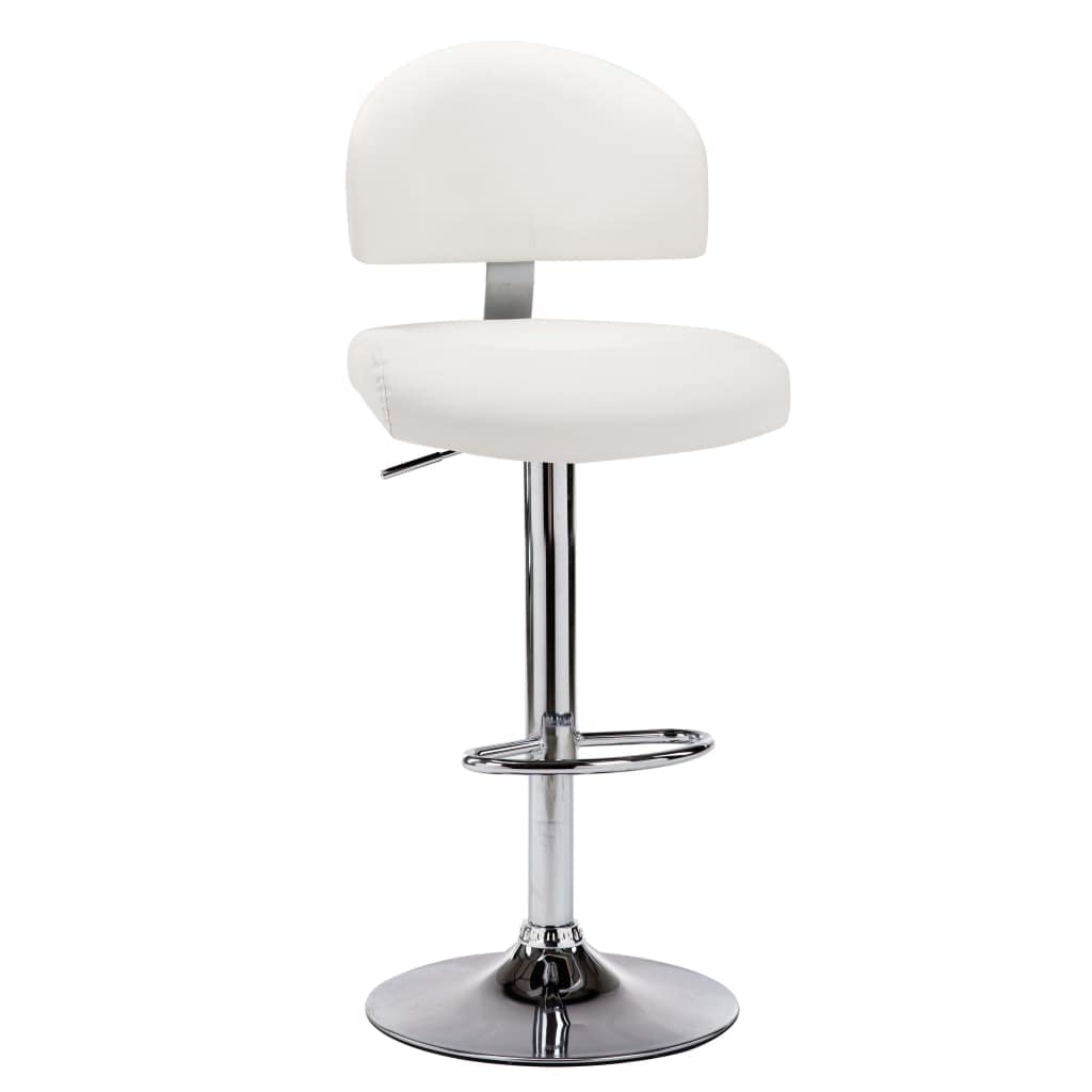 Taburete de bar ergonómico para mayor comodidad con funda de piel sintética blanca y muelle de gas, taburete giratorio con reposapiés y altura regulable, diseño atemporal