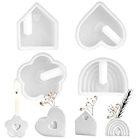 4 Stück Silikonformen Gießformen, Blumen Silikonformen, Herz Gipsformen, Haus Regenbogen Gießform Kerzenhalter, Vases Silikon Gießformen für Vasen Gips Harz Wachs DIY Gießpulver Formen kreative Deko