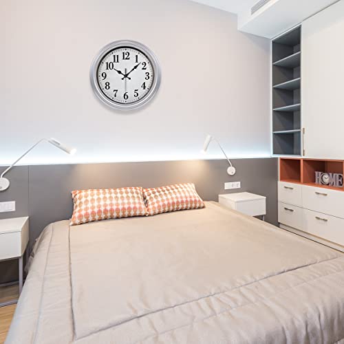 Jenlystime 12 Inch Retro Wall Clock Silent Non Ticking Battery Operated Movement Easy To Read Wall Clocks Decorate For Bedroom Living Room Kitchen Office(Silver) #TOP2