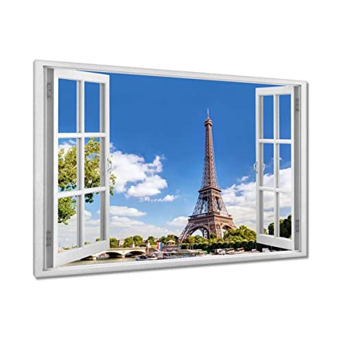 Tableau Tour Eiffel Paris 120x80 pour mur vide - Toile imprimée déco salon lumineuse
