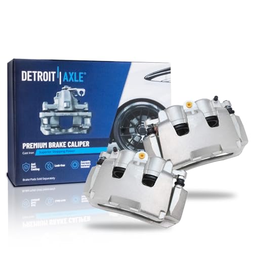Image of Detroit Axle - Front Disc Brake Calipers w /Brackets Replacement for 2006-08 Dodge Ram 1500 05-08 Dakota 06-09 Mitsubishi Raider - 2pc Set