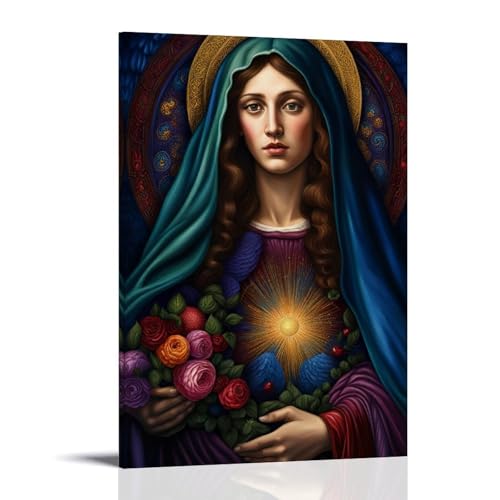 LaFegoude Vierge Marie Peinture à l'huile Poster Peinture décorative Toile Art mural Salon Poster Chambre Peinture d'art mural Impression d'image moderne Décoration de salle familiale 08 x 12 pouces