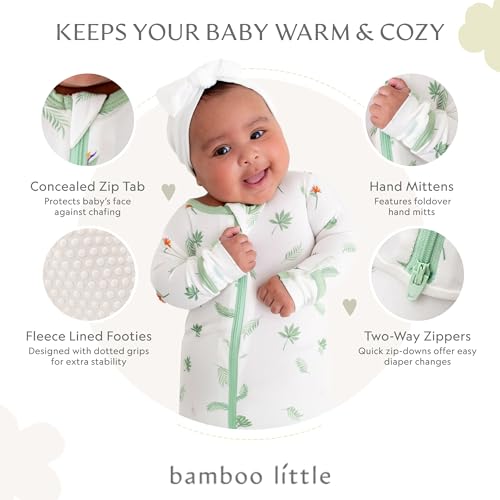 Image of Bamboo Little Soft Baby Footie Pajamas, Baby Clothes, Newborn Sleepers, 95% Viscose and 5% Spandex, 0-24 Months
