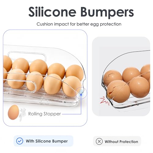 Image of SMRCAD 12-Egg Dispenser with Silicone Bumpers, Auto-Rolling, Stackable
