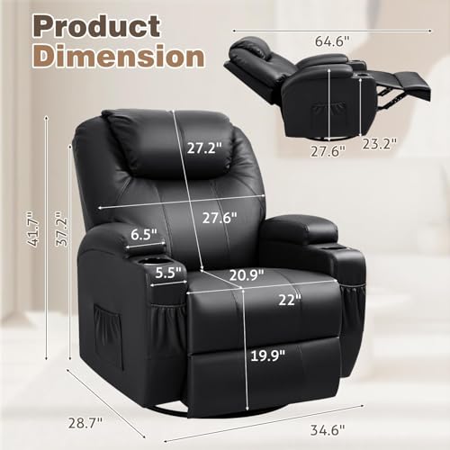 image for Furmax Recliner Chair, 360° Swivel Rocker Chair for Adults, Rocking R