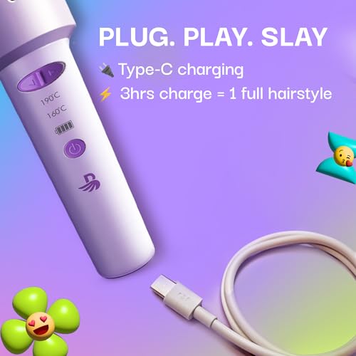 Image of Bombae Cordless Automatic Hair Curler Machine for Women | Ceramic Coated Barrel | Suitable for All Hair Types | Portable Hair Curler for Woman | Type-C Charging