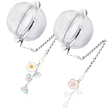 Cute Tea Infuser 2 Pack Daisy Flower Pendant Ball Filter Cute Stainless Steel Ball Mesh Strainer for Loose Tea and Spices & Seasonings (Daisy Pink White)