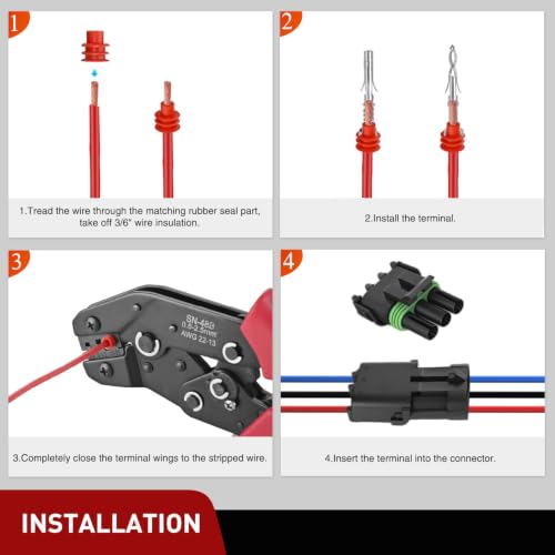 Image of Nilight 284PCS 1 2 3 4 Pin Waterproof Automotive Electrical Connector Kit | Quick Connect and Disconnect Male Female Pin 20-16AWG Terminal Wire Connectors for Car Truck Motorcycle Marine Boat - 26 Kits