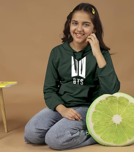 Image of KYDA KIDS Girls Cotton Hooded Neck Hoodies - Sweatshirt with Hoodies Full Sleeves Girls Winter Wear, Long Sleeve Sweatshirts for Girls - Regular Fit