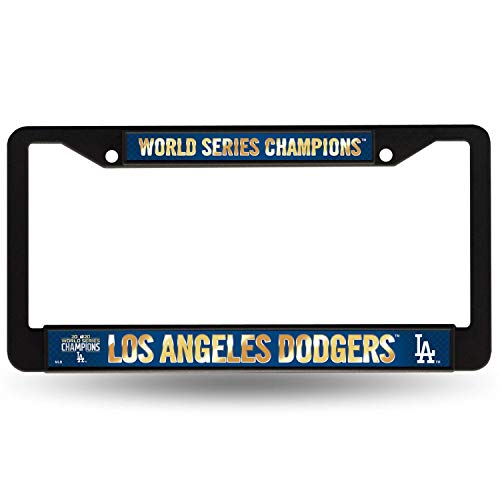 Rico 2020 Los Angeles “LA” Dodgers World Champions Black Plastic Frame, WS Baseball Fan License Plate