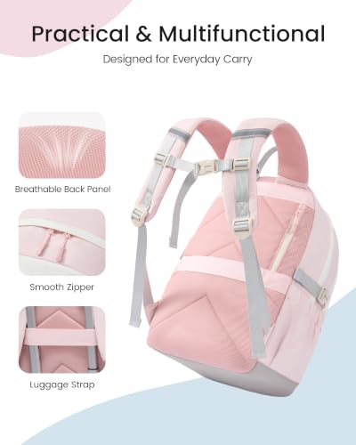 Image of LOVEVOOK School Backpack for Teen Girls & Kids, Lightweight Large Capacity Waterproof Bookbag with 15.6 inch Laptop Compartment, Cute Ergonomic Bag for Elementary Middle School Students