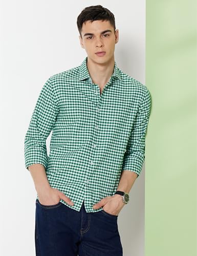 Symbol Premium Men's Checkered Casual Shirt - Regular Fit | Oxford Weave | Full Sleeve | Pure Cotton (Available in Plus Sizes)
