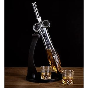 LUJII Heroisches Schwert Whisky Karaffe für Echte Männer, Whiskey Geschenkset mit 2 Gläsern und Holztablett…