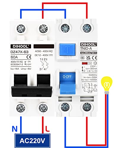 DIHOOL RCD Typ A fi schutzschalter Fehlerstromschutzschalter FI-Schalter DIN Hutschiene 2-polig 16A 300mA