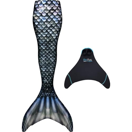 Fin Fun Mermaidens - Adult Mermaid Tails for Swimming for Women with Monofin Extra Small Barracuda Black