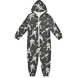 Dussdil Ice Hockey Players Pucks Onesie Pajamas One-piece Sleepwear Sleepcoat Jumpsuits Zip Up Hoodie Rompers for Cosplay Costume Play Homewear 9-11 Y Multicolor