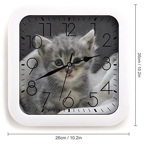 Pendule murale chaton moderne silencieuse 26cm horloge maison