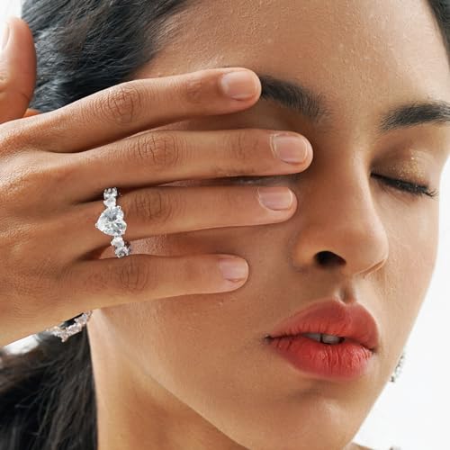 TOPGRILLZ Pink Heart Baguette Rings 14K Gold Silver Plated 5A+ Cubic Zirconia Iced Out Bling Promise Wedding Band Love Rings For Women Fashion3