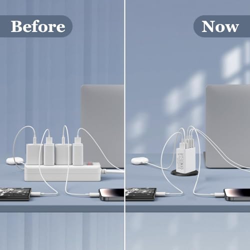 Image of 【2-Pack】 iPhone Fast USBC Charger, 80W USB C Wall Charger, Dual-30W Multiport Fast Charging Block, 5-Port Universal Plug Compatible with iPhone 17 /16 /15, Galaxy S25 /S24 /S23, iPad