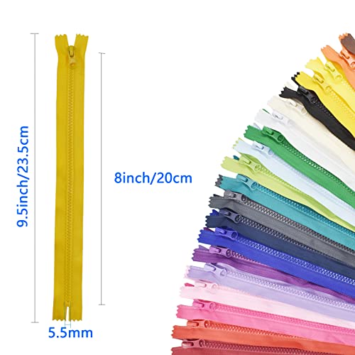 Bds-Home B-ZP20-20 20Pcs #5 Resin Non-Separating Zippers Jacket Zippers 20 Colors Mixed Close-End Zippers Molded Plastic Zippers Bulk thumb #1