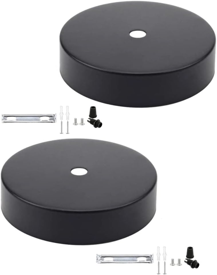 KVN Brands 2 Pack Black Pendant Light Cover Plate Canopy Kit 4.7inch