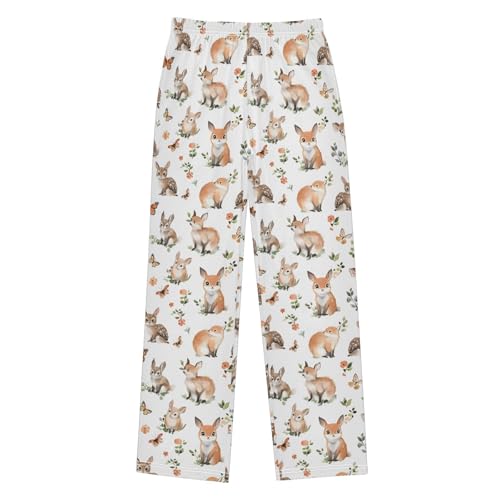 Pajama Pants Woodland Animals Pattern PJ Bottoms Sleepwear Lounge Sleep Pant with Pockets