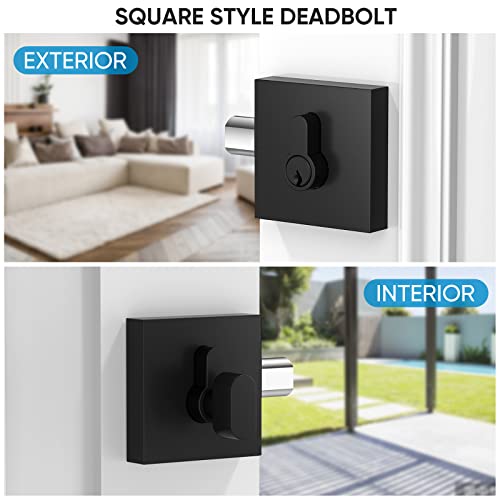Ticonn Door Handle Heavy Duty, Reversible Square Door Lever For Bedroom, Bathroom And Rooms (Deadbolt Only, 1 Pack, Black) #TOP5