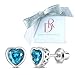 Heart Birthstone Stud Earrings for Girls – December Blue Topaz with Screw Back – Hypoallergenic Sterling Silver Jewelry for Babies, Kids & Teens – Great Gift for Any Occasion
