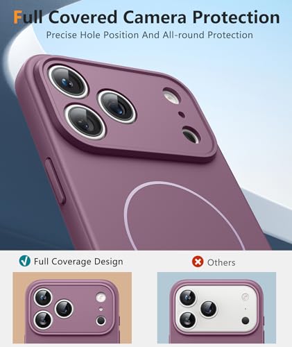 Image of FNTCASE for iPhone 17 Pro Case: [Compatible with Magsafe] Integrated Silicone Phone Cases with [Full Camera Protection] [Screen Protector] Military Grade Shockproof Protective Cover - Full Purple