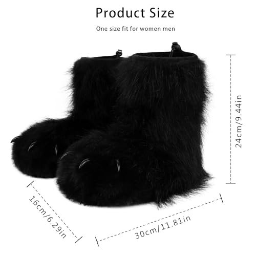 Image of Animal Fuzzy Slippers Bear Cat Wolf Dog Fox Fursuit Feet Paw Claw Shoes Furry Boots Costume Accessories for Adult Kids