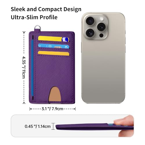 Image of Mayski Slim Wallet, Credit Card Holder for Women, Minimalist Front Pocket RFID Blocking Card Cases, Small Wallet Women Men(Cross Deep Purple)