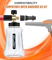 Verbesserte Schaumlanze Schaumkanone für Kärcher K-Serie K2 K3 K4 K5 K6 K7 Hochdruckreiniger, 1L Schneeschaumlanze mit Verstellbarer Schaumdüse für Autowäsche (Schwarz & Rot) – Ansicht 3