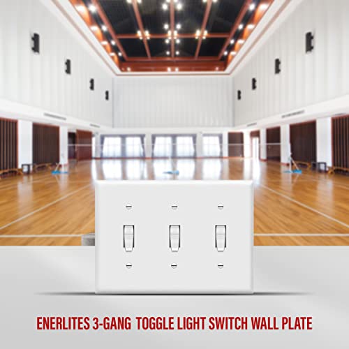 Enerlites Triple Light Switch Wall Plate, Gloss Finish, Standard Size 3-Gang 4.50" X 6.38", Unbreakable Polycarbonate Thermoplastic, 8813-W, White #TOP3