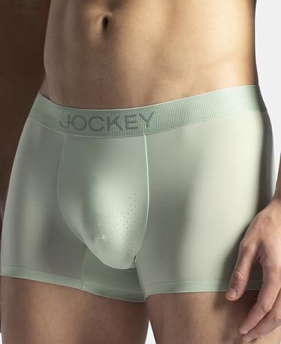 Image of Jockey IC44 Men's Tactouch Microfiber Elastane Stretch Seamfree Bonding Solid Trunk with Internal Breathable Mesh Pistachio M