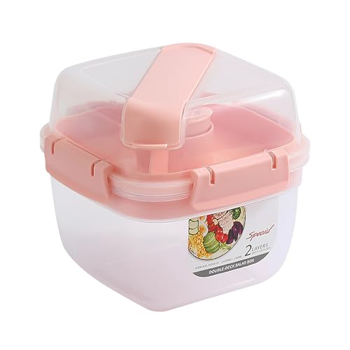 EASYLOCK Bento Lunch Box with Compartments 1,4L Salad Bowl with Lid Salad Box with Salad Dressing Pot Multi Compartment Lunch Box with Cutlery for School Office Picnic (Pink) EASYLOCK Bento Lunch Box with Compartments 1,4L Salad Bowl with Lid Salad Box with Salad Dressing Pot Multi Compartment Lunch Box with Cutlery for School Office Picnic (Pink)