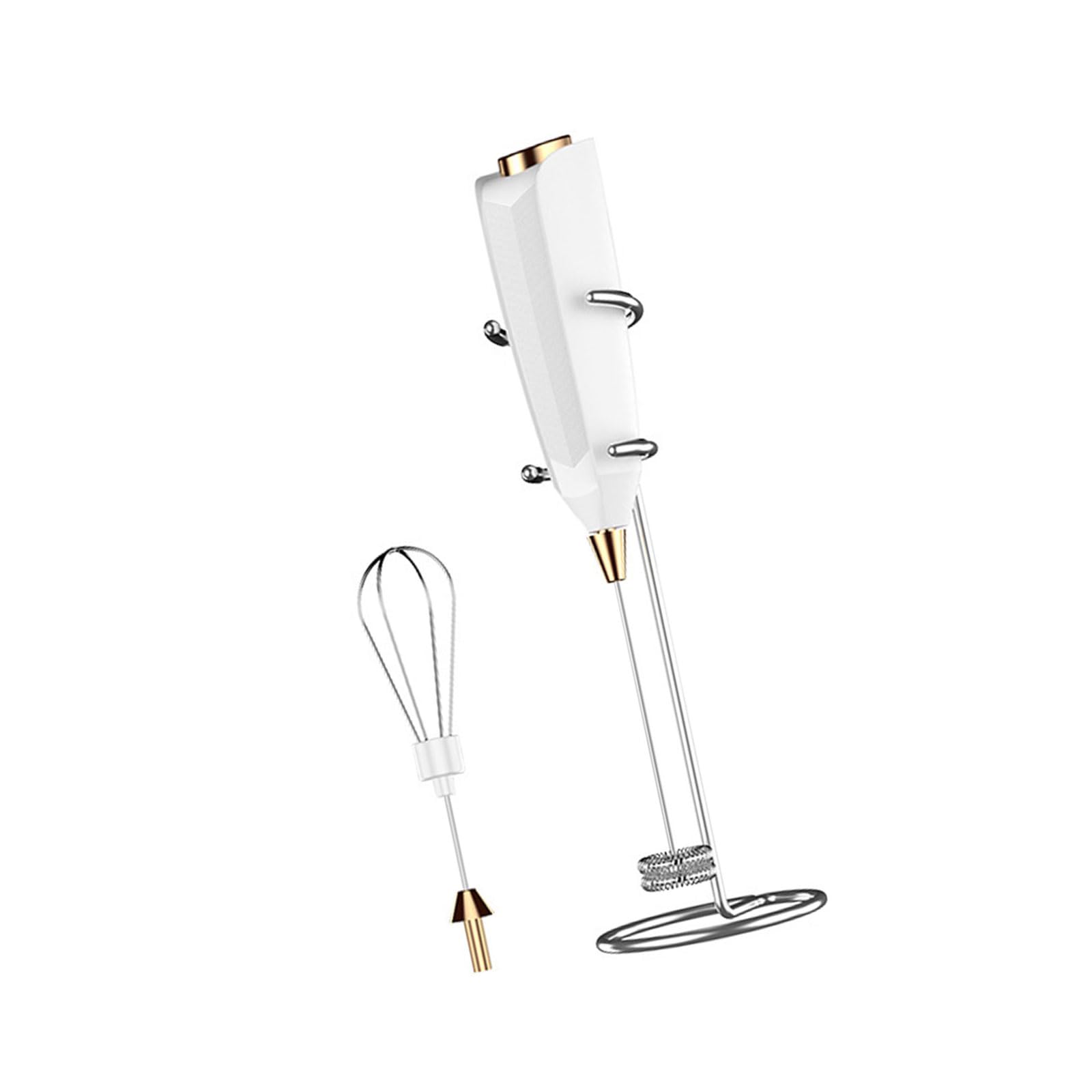 Buxuaaaa White Automatic Milk Frother And Multipurpose Whisk Battery Operated Abs Stainless Steel Texture For Baking And Kitchen Use Eggs & Coffee Drinks