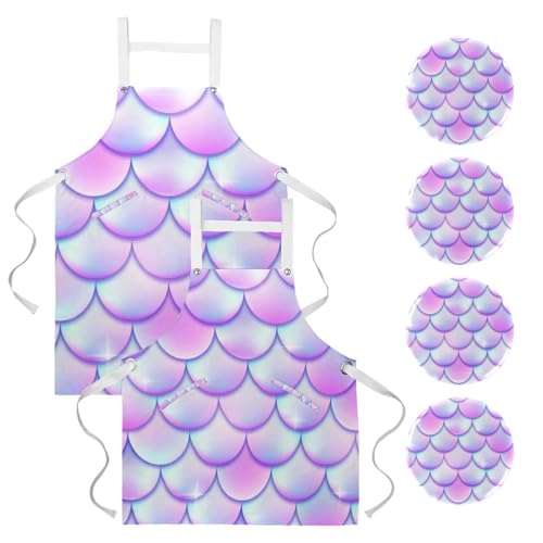Tablier de cuisine anti-tache motif sirène pour le travail et la maison
