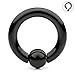 Ruifan Black Plated 316L Surgical Steel Spring Action Captive Bead Ring CBR 8G 1/2 Inch