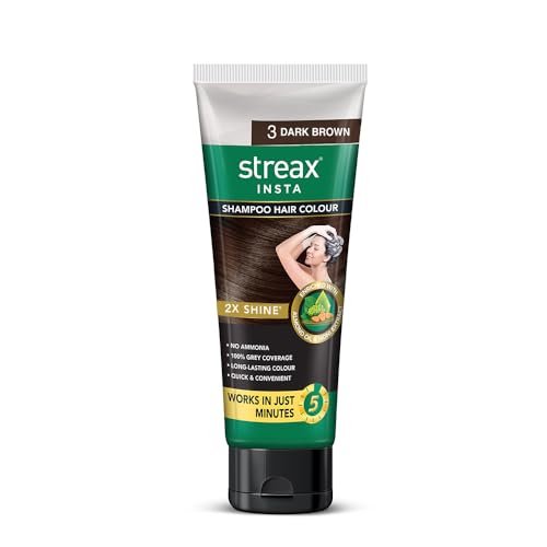 Image of Streax Shampoo Hair Colour, 60 ml - Dark Brown, Easy DIY- Squeeze Pack