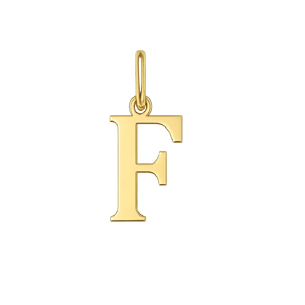 Rodium – Buchstabenanhänger F aus 585er Gelbgold – 14-Karat-Initialen-Anhänger für Halskette oder Armband – Geschenk für Frauen – hergestellt in Italien