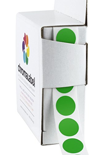 ChromaLabel 12.7mm (1/2 Inch) Round Permanent Colour-Code Dot Stickers, 1000 per Dispenser Box, Green