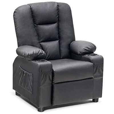 MCombo Big Kids Recliner Chair with Cup Holders for Toddler Boys and Girls, 2 Side Pockets, 3+ Age Group, Faux Leather 7322 by Mcombo