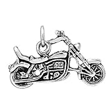 Cool Chopper Motorcycle Detailed .925 Sterling Silver Pendant Charm