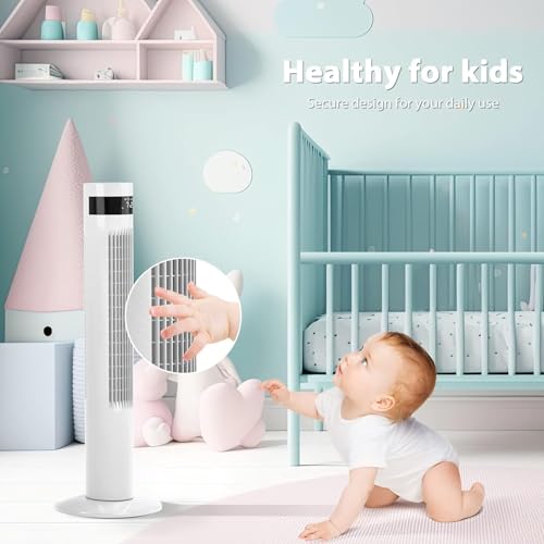 Image of Antarctic Star Tower Fan 85Oscillating Fan Quiet Cooling 12H Timer Remote Control Bladeless Electric 3 Speeds Wind 3 Modes, 35INCH, WHITE