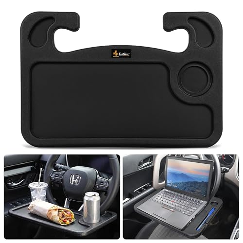 Image of EcoNour Steering Wheel Desk for Honda CRV 2023-2024 2025 2026 2-in-1 Car Tray Table Laptop Car Mount with Pen Holder Food Tray for Eating with Drinks Holder, Multipurpose Travel Car Accessories