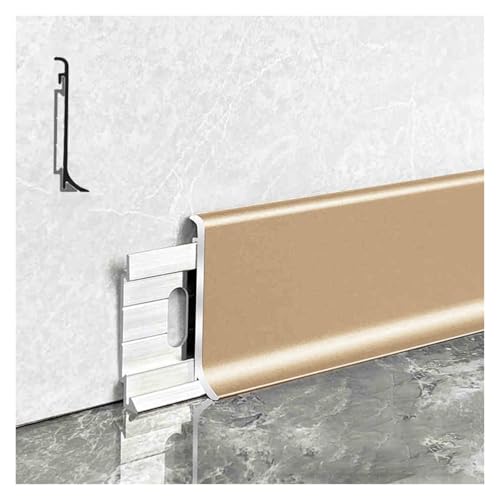 ZJKXJH Plinthe 125 cm Plinthes murales pour l'extérieur, Plinthe Aluminium découpable pour Appartement, Couloir, sous-Sol, Salle de Bain, Toilettes, Base de Plancher avec Rails(Style-1,W 3 in (8cm))