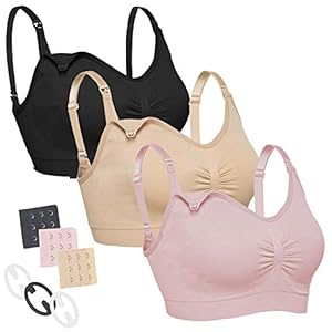 neppein Maternity Nursing Bra, 3Pack Seamless Pregnancy Bra Breastfeeding Bra Sleep Bralette with Removable Spill…