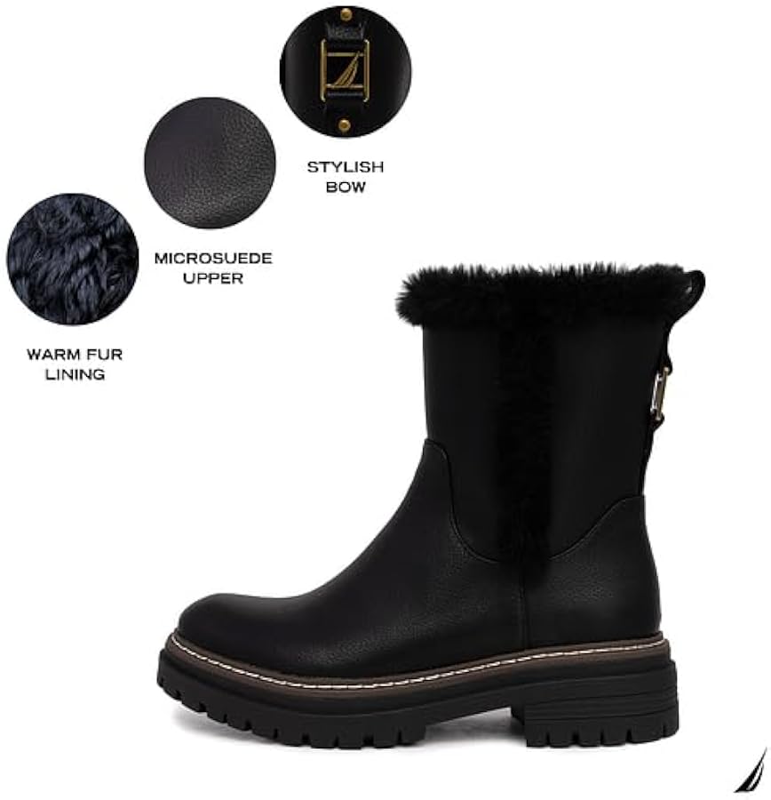 Amazon.com: Nautica Women Fur Chelsea Boots Winter Platform  display picture 2